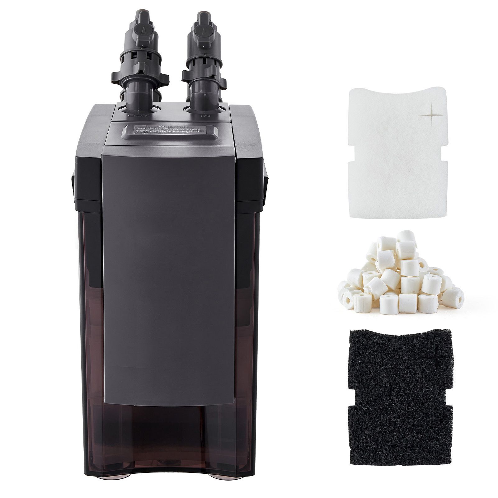 Aquarium Pump - 396GPH カニスターフィルター、強力なポンプを備えた4段階外部水槽フィルター、ろ材付き水循環洗浄機