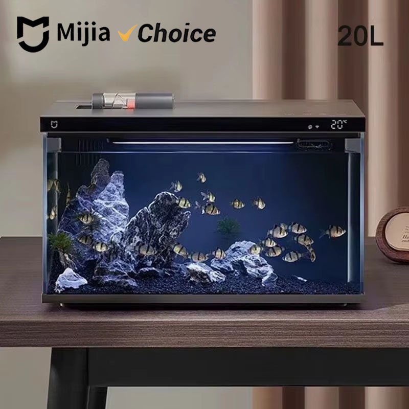 Xiaomi Aquarium Fish Tank - Mijiaスマート水槽MYG100は、Mijiaアプリでモバイル制御、遠隔給餌、スマート照明システム、ライト付き水槽（20L）に対応しています。