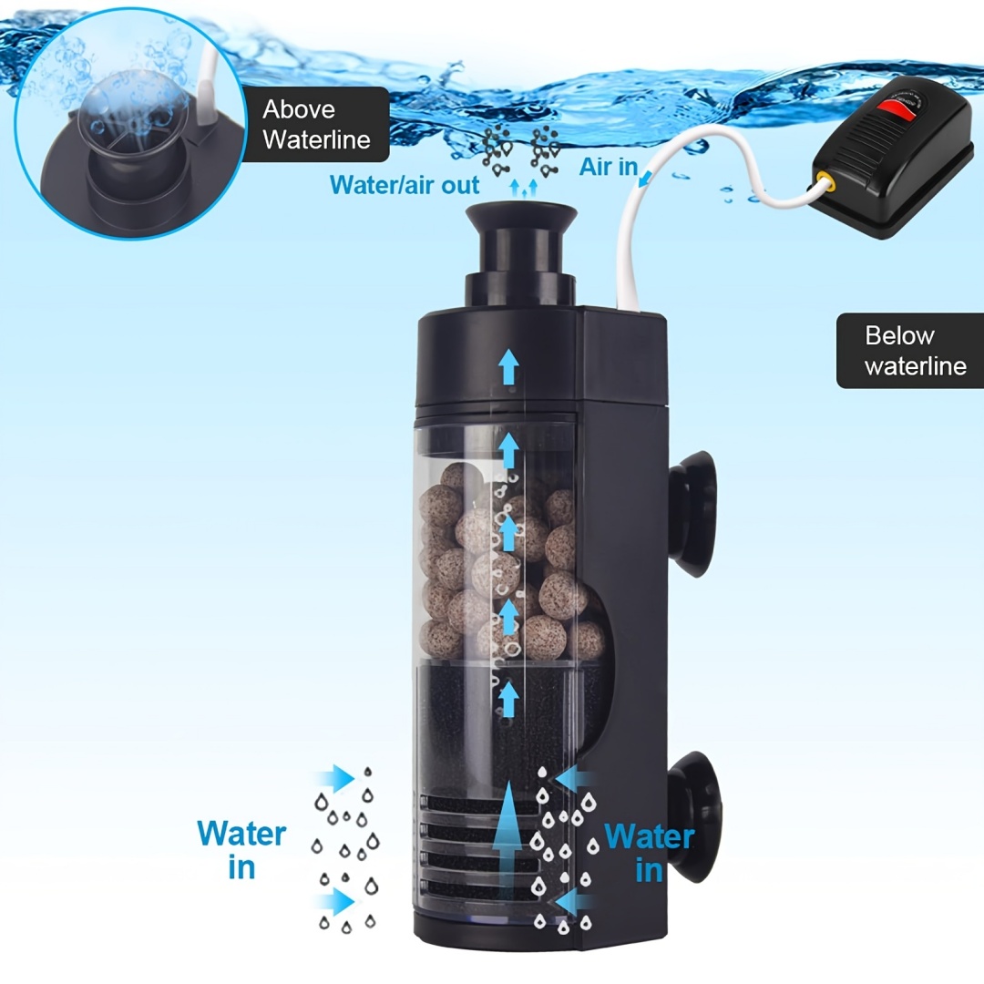 Betta Fish Tank - コンパクトな壁掛けバイオスポンジフィルター - 静かで効率的、水槽用フィルター、ベタ、エビ、稚魚水槽に最適