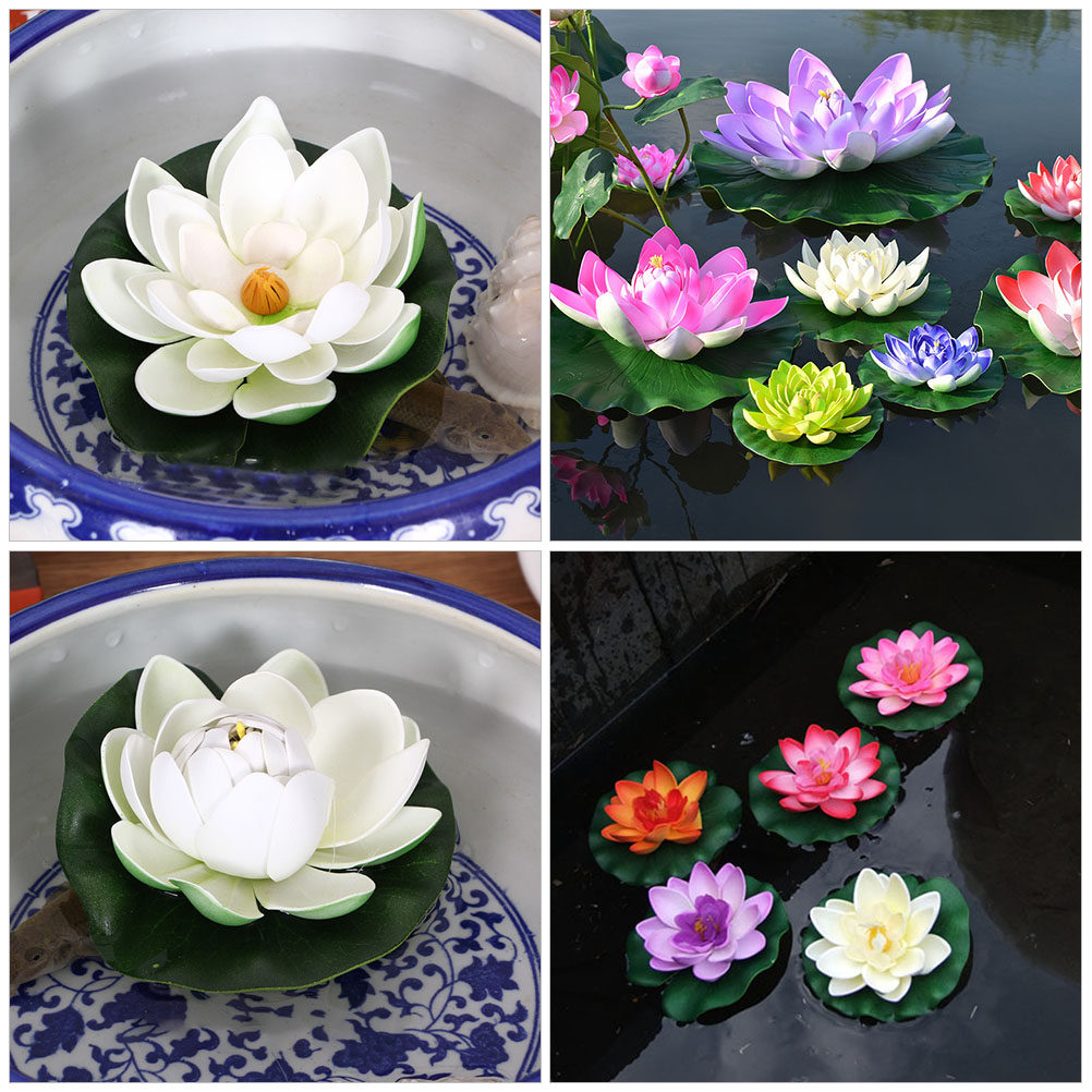 8個入り、リアルな蓮の花の浮き輪、人工池用植物、造花、水槽の - Aquarium Plants のレビューと価格
