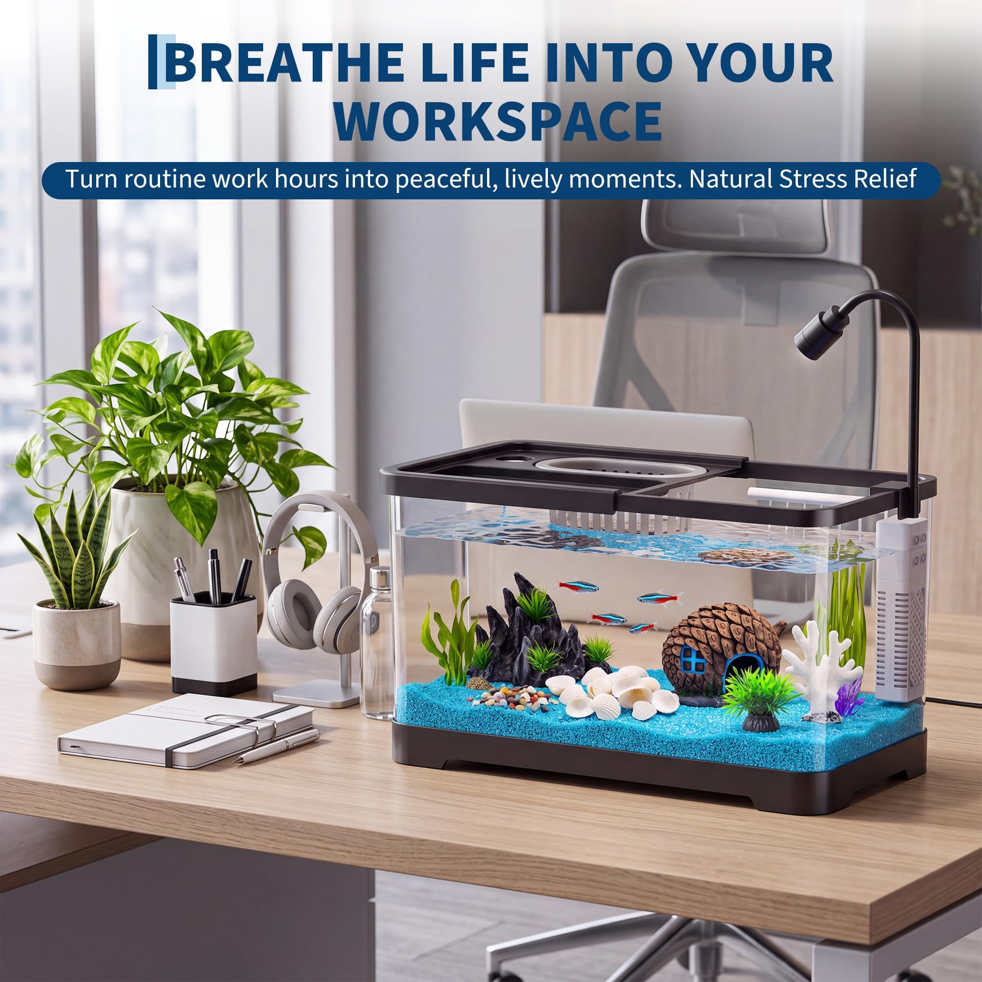 金魚、エビ、ベタ、ヤドカリ用のフィルターとライト付きプラスチ - Betta Fish Tank のレビューと価格