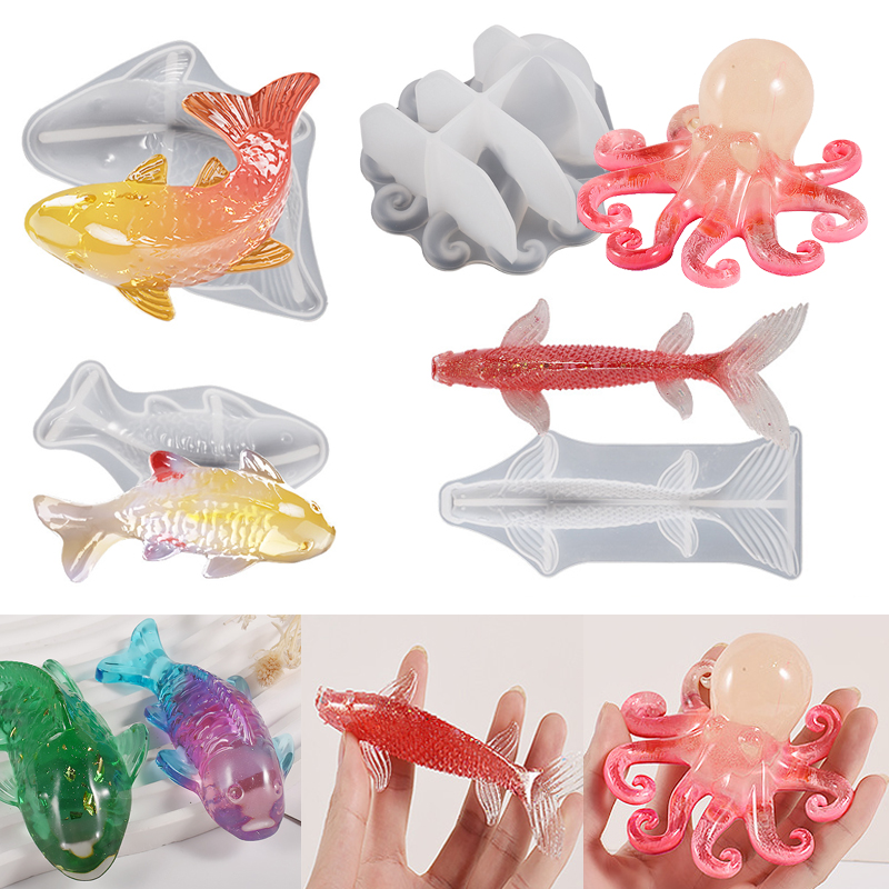 3D 鯉の形をしたエポキシ樹脂型海洋動物鯉タコエポキシ鋳造シ - Fish Aquarium Home のレビューと価格