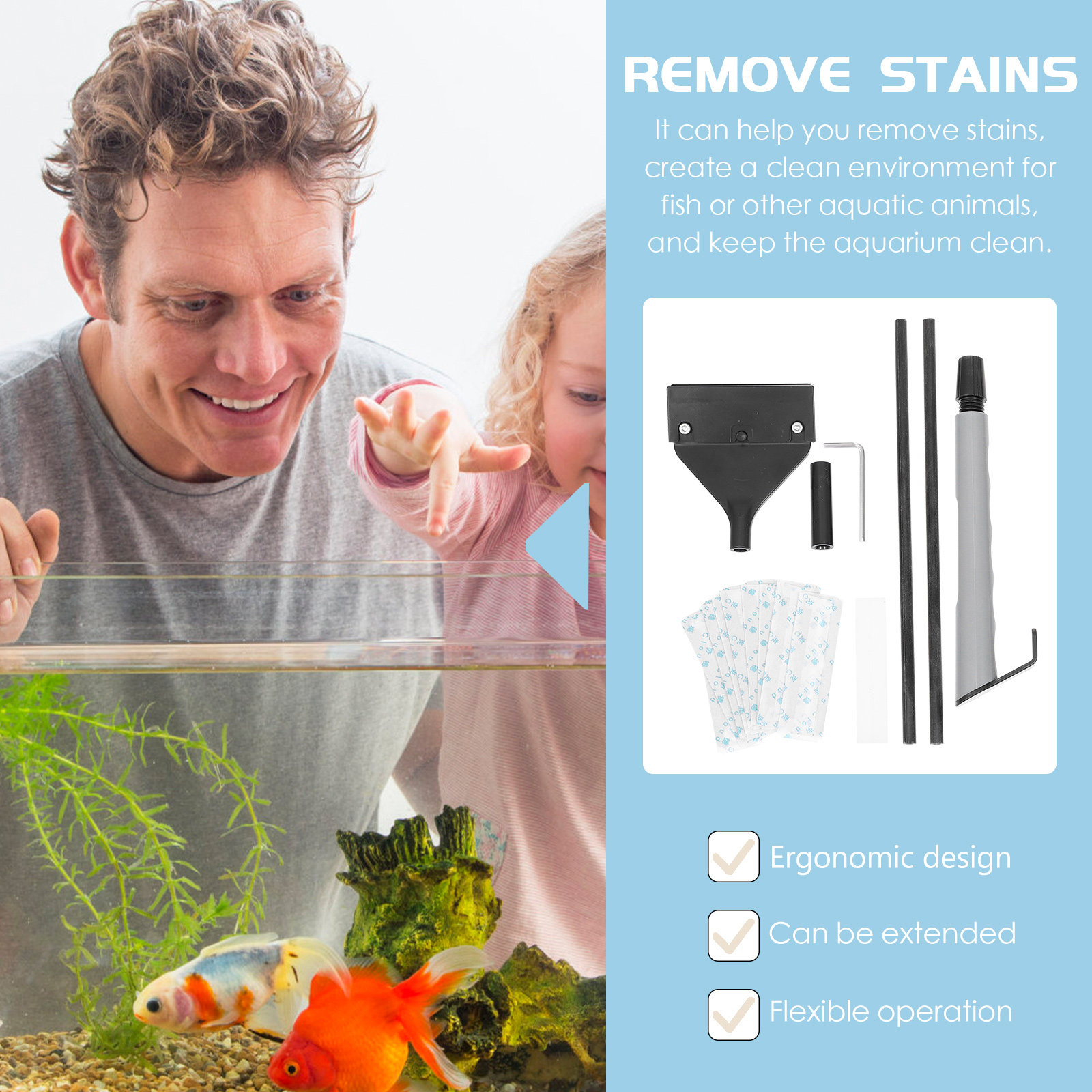 水槽用スクレーパー。プラスチック製で、手で持って使えるため、 - Aquarium Fish Keeping のレビューと価格